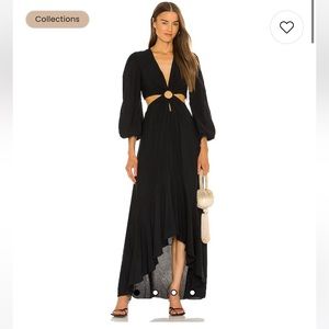 Jonathan Simkhai Jaelynn Cutout Cover Up Dress Plunge V-Neck High Low Maxi, XS